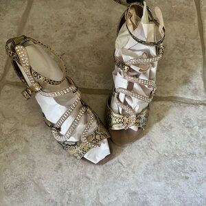 Elegant Snake Print Strappy Sandals